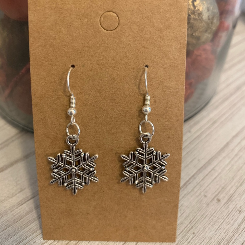Silver Snowflake Dangle Earrings